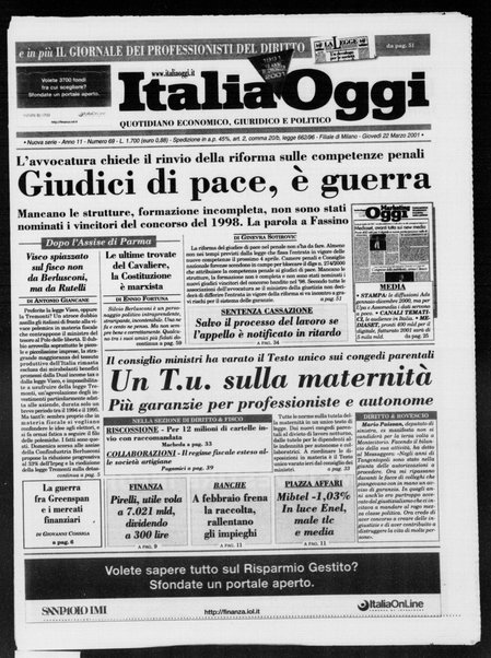 Italia oggi : quotidiano di economia finanza e politica